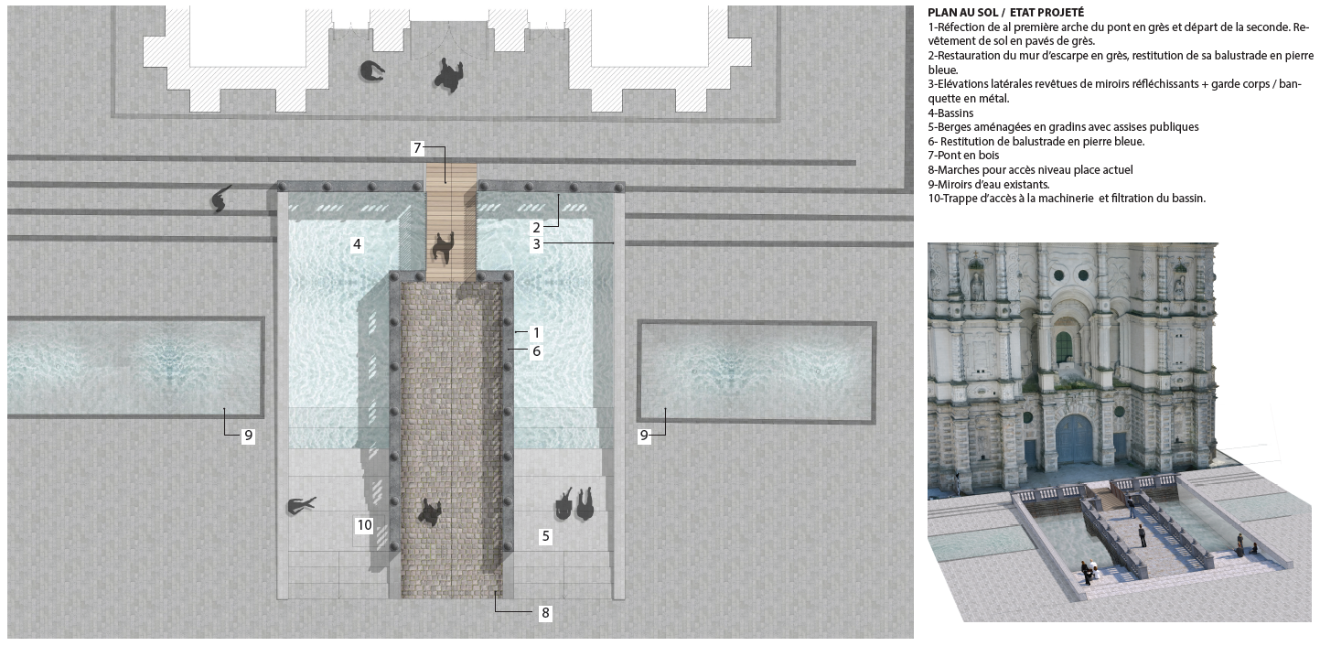 Parvis de la tour de Saint-Amand-les-Eaux